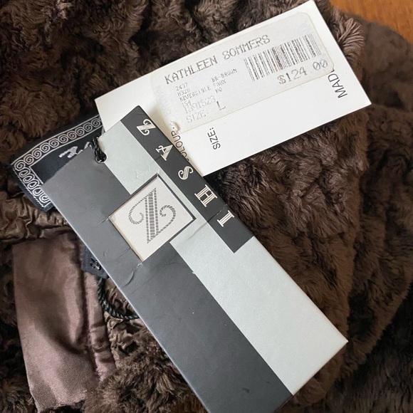 Zashi New Reversible Jacket Womens Large Coat 1-Brown Fur 2-Silky Retail $124 - Picture 8 of 10